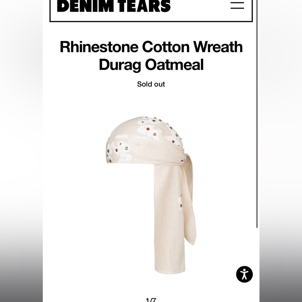 Denim Tears Rhinestone Cotton Wreath Durag Oatmeal